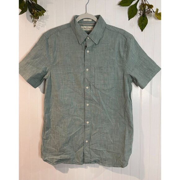 Hawker Rye Slim Fit Stretch Short Sleeve Button-Up Shirt Medium Blue - Picture 8 of 13